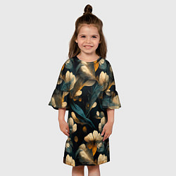 Платье клеш для девочки Узор цветочный паттерн, цвет: 3D-принт — фото 2