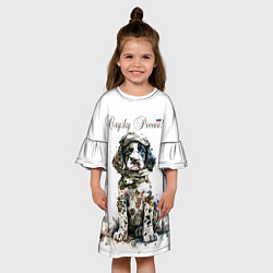 Платье клеш для девочки Щенок в военном камуфляже, цвет: 3D-принт — фото 2