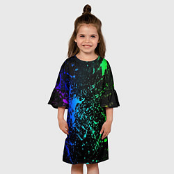 Платье клеш для девочки Разноцветные брызги, цвет: 3D-принт — фото 2