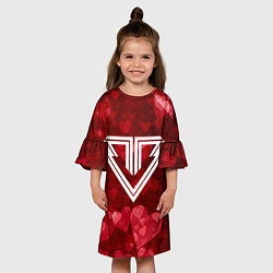 Платье клеш для девочки Big bang red hearts, цвет: 3D-принт — фото 2