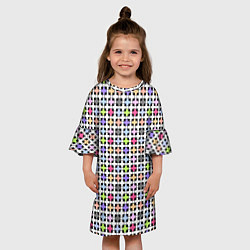 Платье клеш для девочки Разноцветный геометрический рисунок, цвет: 3D-принт — фото 2