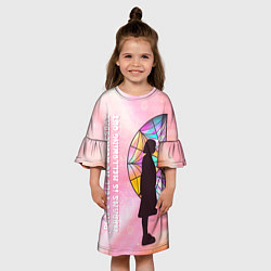 Платье клеш для девочки Энид Синклер - сериал Уэнсдей - яркая сторона окна, цвет: 3D-принт — фото 2