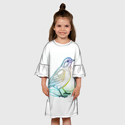 Платье клеш для девочки Neon птица, цвет: 3D-принт — фото 2