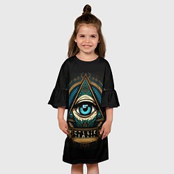 Платье клеш для девочки Всевидящее око в пирамиде, цвет: 3D-принт — фото 2