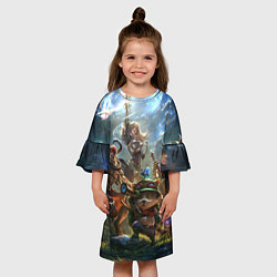 Платье клеш для девочки Лига Легенд персонажи, цвет: 3D-принт — фото 2
