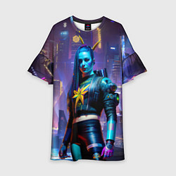 Платье клеш для девочки Cyberpunk - brave girl - neural network, цвет: 3D-принт