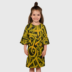 Платье клеш для девочки Gold Calligraphic, цвет: 3D-принт — фото 2