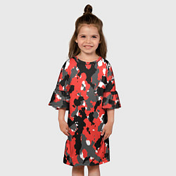 Платье клеш для девочки Красно-черный камуфляж, цвет: 3D-принт — фото 2