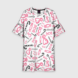 Платье клеш для девочки Сладкая жизнь в розовом цвете, цвет: 3D-принт