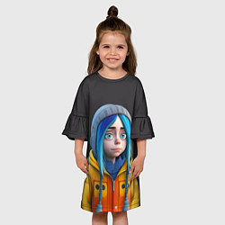 Платье клеш для девочки Билли Айлиш в мультяшном стиле, цвет: 3D-принт — фото 2