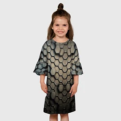 Платье клеш для девочки Сталь и соты, цвет: 3D-принт — фото 2