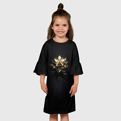 Платье клеш для девочки Геометрическая золотая лилия, цвет: 3D-принт — фото 2
