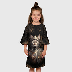 Платье клеш для девочки Кот в доспехах, цвет: 3D-принт — фото 2