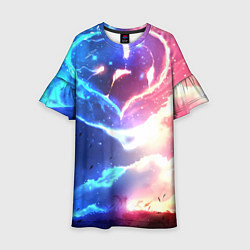 Платье клеш для девочки Сердце и любовная пара, цвет: 3D-принт