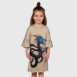 Платье клеш для девочки Irezumi - японский дракон, цвет: 3D-принт — фото 2