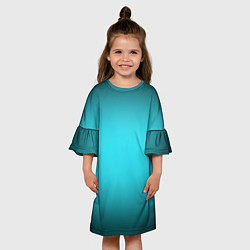 Платье клеш для девочки Кислотный голубой с градиентом, цвет: 3D-принт — фото 2
