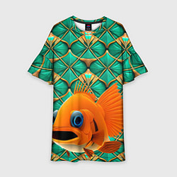 Платье клеш для девочки Сказочная золотая рыбка, цвет: 3D-принт