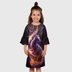 Платье клеш для девочки Звездный кот, цвет: 3D-принт — фото 2