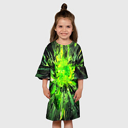 Платье клеш для девочки Fractal green explosion, цвет: 3D-принт — фото 2