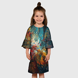 Платье клеш для девочки Яркий флюид арт, цвет: 3D-принт — фото 2