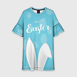 Платье клеш для девочки Счастливый пасхальный кролик, цвет: 3D-принт