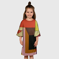 Платье клеш для девочки Геометрическое множество разноцветных фигуры, цвет: 3D-принт — фото 2