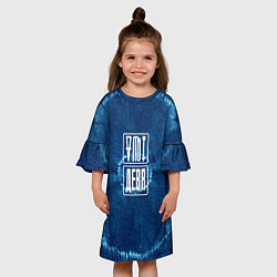 Платье клеш для девочки Знак Дева на фоне тай-дай, цвет: 3D-принт — фото 2