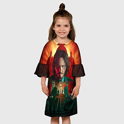 Платье клеш для девочки John Wick catholic church Paris, цвет: 3D-принт — фото 2