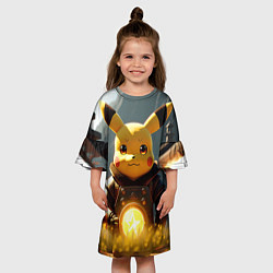 Платье клеш для девочки Пикачу в стиле постапакалипсис, цвет: 3D-принт — фото 2