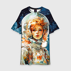 Платье клеш для девочки Рыжая девушка космонавт, цвет: 3D-принт