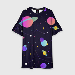 Платье клеш для девочки Разнообразие галактики, цвет: 3D-принт