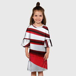 Платье клеш для девочки Два слоя металла - красный и белый, цвет: 3D-принт — фото 2