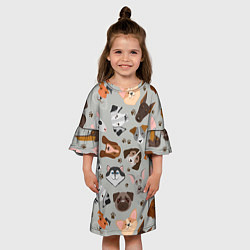 Платье клеш для девочки Dog pattern color, цвет: 3D-принт — фото 2