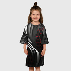 Платье клеш для девочки Красные плиты и металлические пластины, цвет: 3D-принт — фото 2