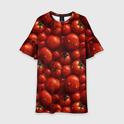 Платье клеш для девочки Сочная текстура из томатов, цвет: 3D-принт
