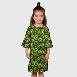 Платье клеш для девочки Сочная текстура из мелкого киви, цвет: 3D-принт — фото 2