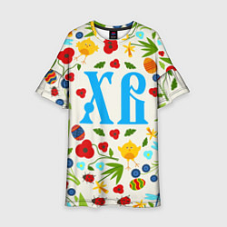 Платье клеш для девочки ХВ с цветочным узором на Пасху, цвет: 3D-принт