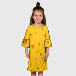 Платье клеш для девочки Сырная текстура, цвет: 3D-принт — фото 2