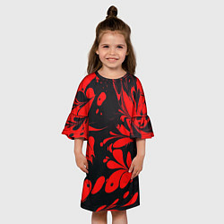 Платье клеш для девочки Красно-черный узор, цвет: 3D-принт — фото 2