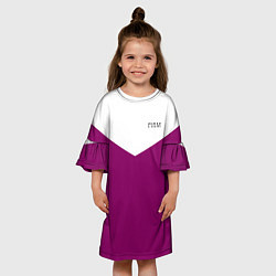 Платье клеш для девочки FIRM бело - пурпурный, цвет: 3D-принт — фото 2