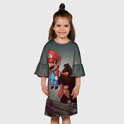 Платье клеш для девочки Марио держит Данки Конг, цвет: 3D-принт — фото 2