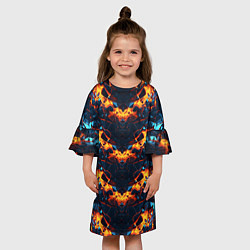Платье клеш для девочки Разломы и свечение плит, цвет: 3D-принт — фото 2