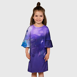 Платье клеш для девочки Фиолетовый необъятный космос, цвет: 3D-принт — фото 2