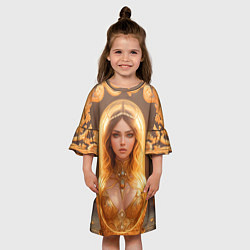 Платье клеш для девочки Матрёшка 585 Гольд Меган, цвет: 3D-принт — фото 2