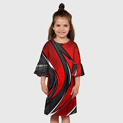 Платье клеш для девочки Органический разрыв - красный, цвет: 3D-принт — фото 2