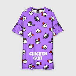 Платье клеш для девочки Chicken Gun - паттерн, цвет: 3D-принт