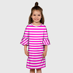 Платье клеш для девочки Ярко-розовые полосы, цвет: 3D-принт — фото 2