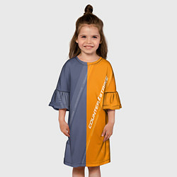 Платье клеш для девочки Counter Strike 2 Blue Orange Pattern, цвет: 3D-принт — фото 2