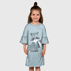 Платье клеш для девочки Кроха енот, цвет: 3D-принт — фото 2