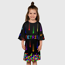 Платье клеш для девочки Falling blocks tetris, цвет: 3D-принт — фото 2